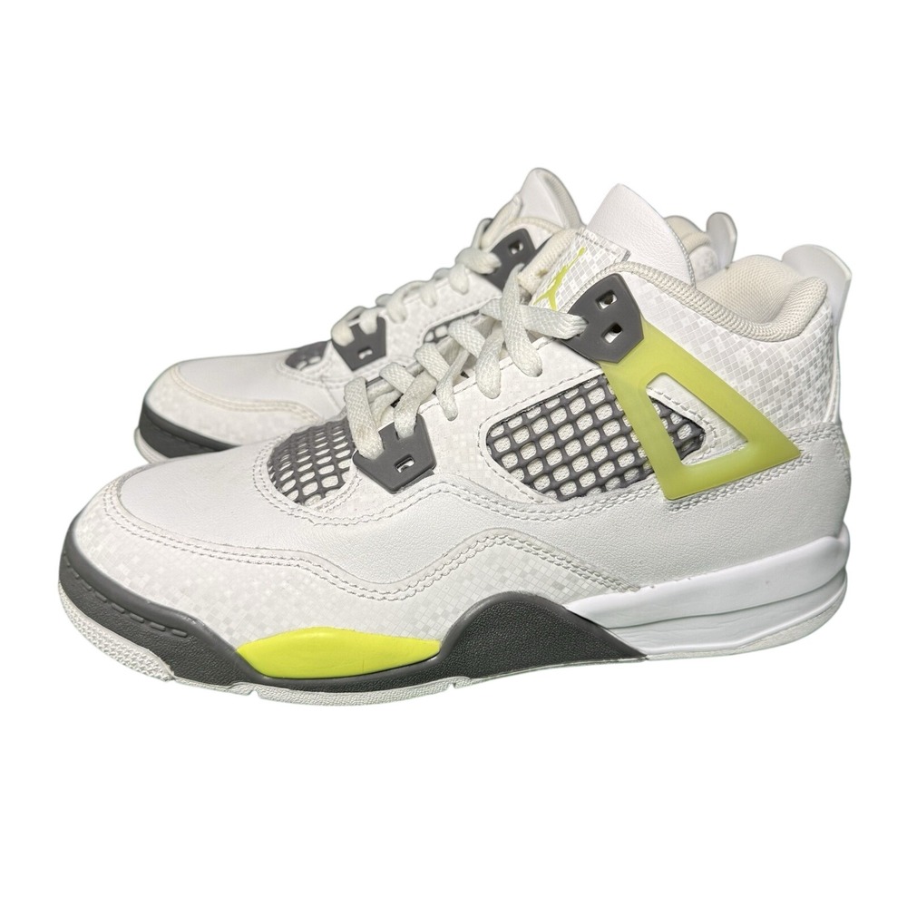 Air Jordan 4 Retro Lemon Twist White Grey HJ5991-100 Preschool Kids Size 2.5Y